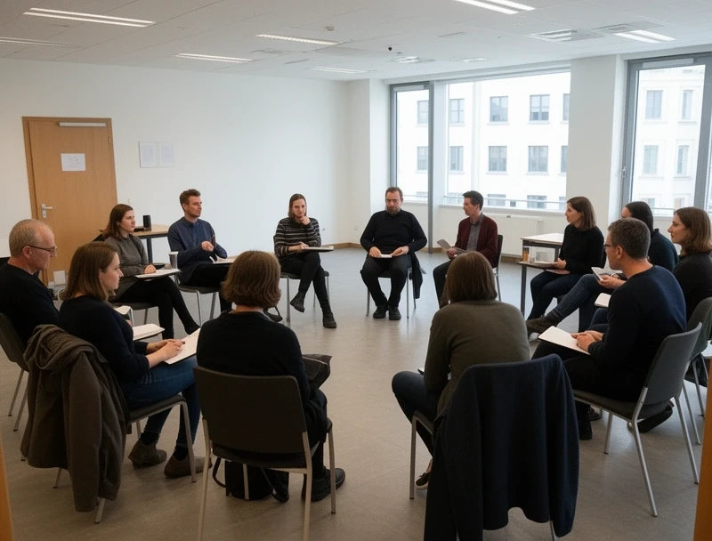Philosophische Diskussion im Kursraum